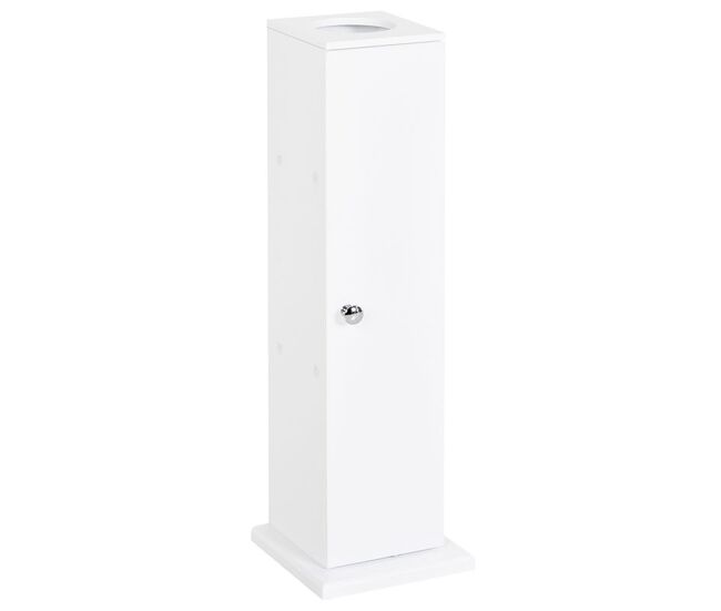 Homcom armario de baño estrecho mueble de baño con orificio para papel higiénico y estantes estilo moderno para espacios pequeños 19,5x19,5x65 cm blanco