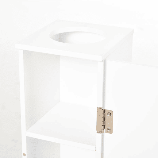 HOMCOM Armário de Casa de Banho Estreito Móvel de Casa de Banho com Orifício para Papel Higiénico e Prateleiras Estilo Moderno para Espaços Pequenos 19,5x19,5x65 cm Branco