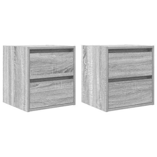 Lote de 2 Mesas De Cabeceira Mesinhas De Cabeceira - de parede 38x34x40 cm cinzento sonoma