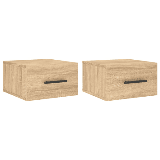Lote de 2 Mesas De Cabeceira parede - Mesinhas De Cabeceira 35x35x20 cm cor carvalho sonoma