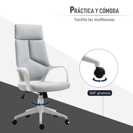 HOMCOM Cadeira de Escritório Giratória, Função de Inclinação, Cadeira de Secretária de Malha com Altura Ajustável Encosto Alto e Apoios de Braço para Estudo Quarto Carga 120 kg, Cinza