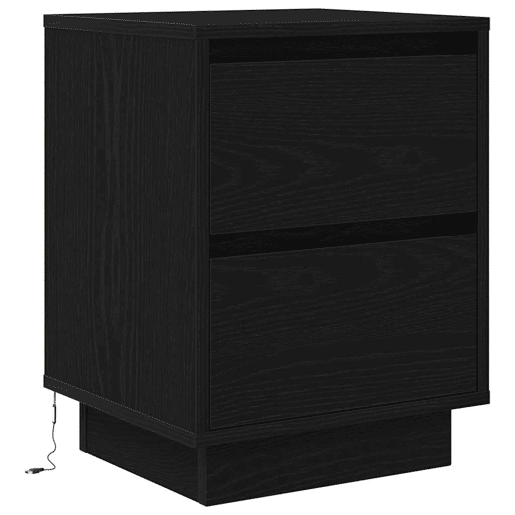 Mesa De Cabeceira - Mesinha De Cabeceira com luzes LED 38x34x50 cm preto
