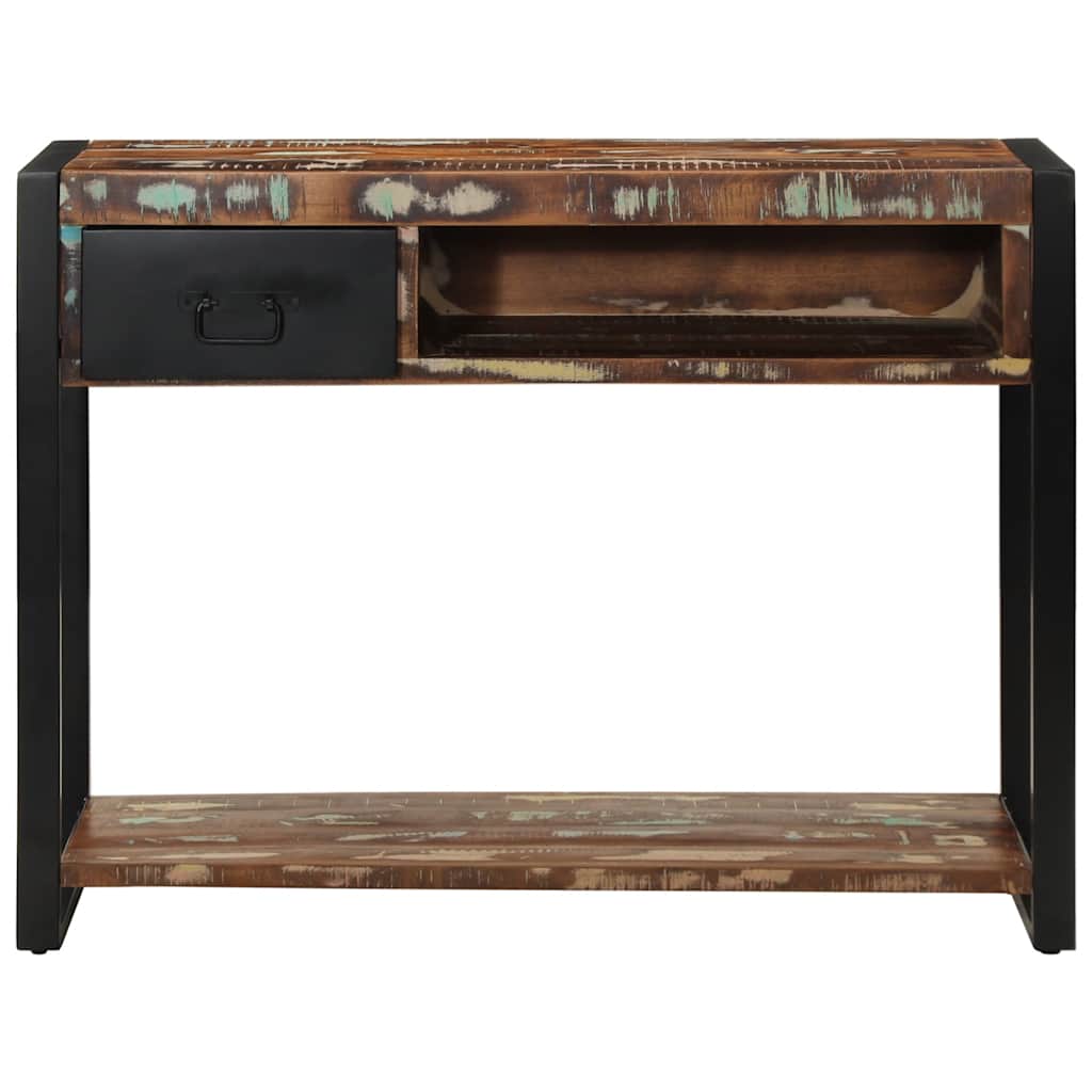 Mesa consola - mesa de entrada multicolor madera maciza reciclada 100x35x75 cm