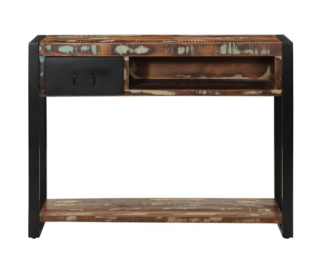 Mesa consola - mesa de entrada multicolor madera maciza reciclada 100x35x75 cm