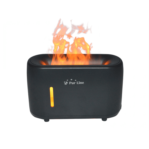 Difusor de aroma com efeito de fogo e vapor ajustável. O seu depósito tem 240ml e é ideal para superfícies de 15m2.