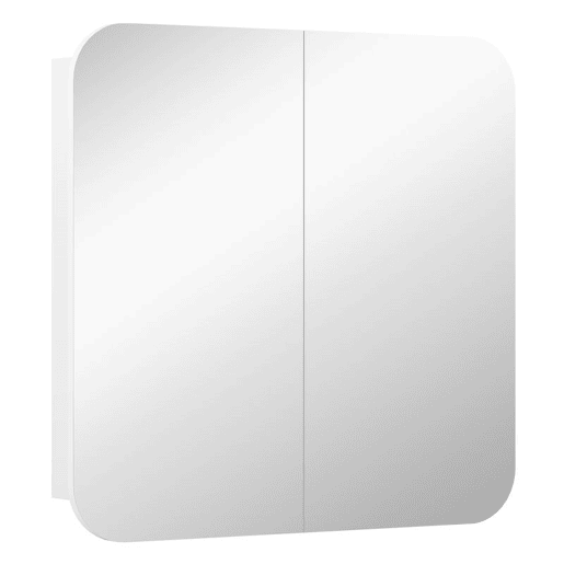 HOMCOM Armário de Casa de Banho com Espelho Design com Bordas Curvas Armário de Parede Móvel de Casa de Banho para Pendurar 2 Portas Prateleiras Ajustáveis 68x13x66 cm Branco