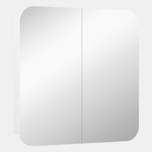 HOMCOM Armário de Casa de Banho com Espelho Design com Bordas Curvas Armário de Parede Móvel de Casa de Banho para Pendurar 2 Portas Prateleiras Ajustáveis 68x13x66 cm Branco