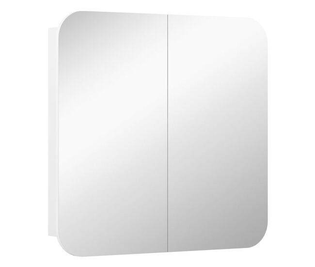 Homcom armario de baño con espejo, diseño con bordes curvados, armario de pared, mueble de baño colgar, 2 puertas, estantes ajustables, 68x13x66 cm,