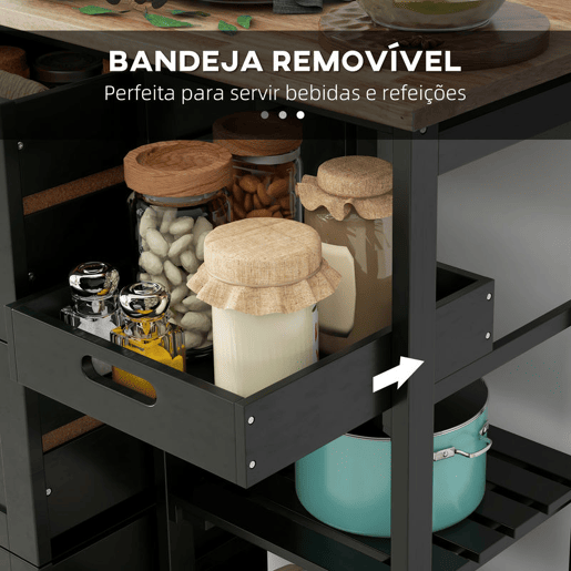 HOMCOM Carrinho de Cozinha com Rodas Carrinho de Serviço Multiuso com 3 Gavetas 2 Prateleiras Abertas e Bandeja para Sala de Jantar Sala de Estar 67x37x85,5 cm Preto HOMCOM Carrinho de Cozinha com Rodas Carrinho de Serviço Multiuso com 3 Gavetas 2 Prateleiras Abertas e Bandeja para Sala de Jantar Sala de Estar 67x37x85,5 cm Preto