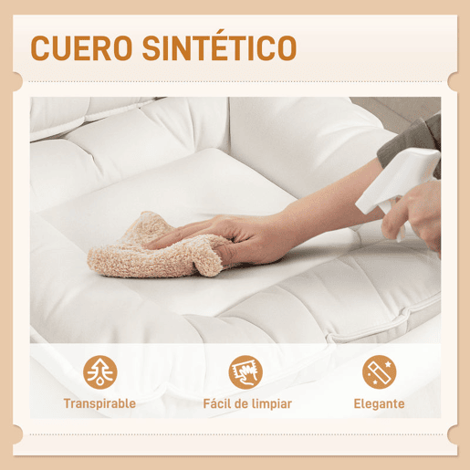 HOMCOM Cadeira de Escritório Pernas Cruzadas, Cadeira de Penteadeira sem Braços com Assento Largo, Rodas, Altura Ajustável, Duplo Acolchoamento, Giratória, Função de Inclinação, Estofada em PU, Cinzento Claro