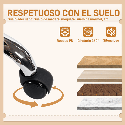 HOMCOM Cadeira de Escritório Pernas Cruzadas, Cadeira de Penteadeira sem Braços com Assento Largo, Rodas, Altura Ajustável, Duplo Acolchoamento, Giratória, Função de Inclinação, Estofada em PU, Cinzento Claro