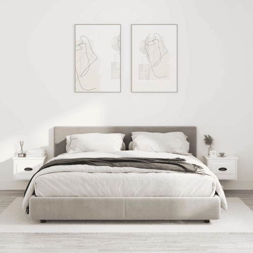Lote de 2 Mesas De Cabeceira parede - Mesinhas De Cabeceira 41,5x36x28 cm branco brilhante