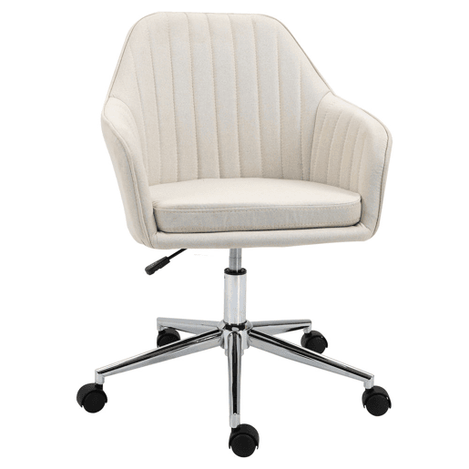 Vinsetto Cadeira de Escritório Cadeira de Secretária com Altura Regulável e Base Giratória para Escritório ou Estudo Suporta até 120 kg 61x59x86-96 cm Bege