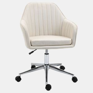 Vinsetto Cadeira de Escritório Cadeira de Secretária com Altura Regulável e Base Giratória para Escritório ou Estudo Suporta até 120 kg 61x59x86-96 cm Bege