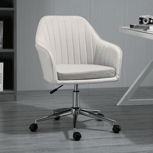 Vinsetto Cadeira de Escritório Cadeira de Secretária com Altura Regulável e Base Giratória para Escritório ou Estudo Suporta até 120 kg 61x59x86-96 cm Bege