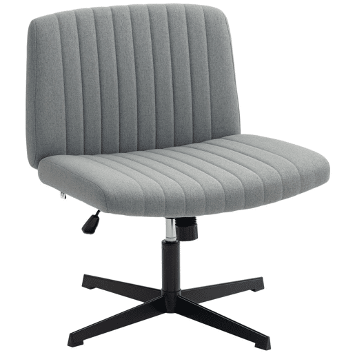 HOMCOM Cadeira de Escritório sem Apoio para os Braços Cadeira de Secretária Giratória com Função Basculante Altura Ajustável sem Rodas para Quarto Sala de Estar 61x64x76-86 cm Cinzento
