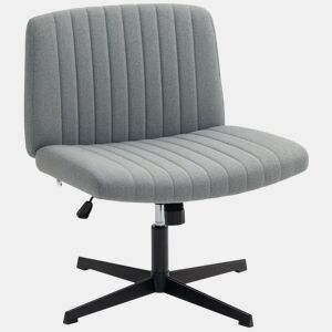 HOMCOM Cadeira de Escritório sem Apoio para os Braços Cadeira de Secretária Giratória com Função Basculante Altura Ajustável sem Rodas para Quarto Sala de Estar 61x64x76-86 cm Cinzento