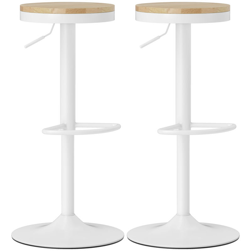 Taburetes de Bar Madera de Caucho, Acero HOMCOM, hogar - cocina