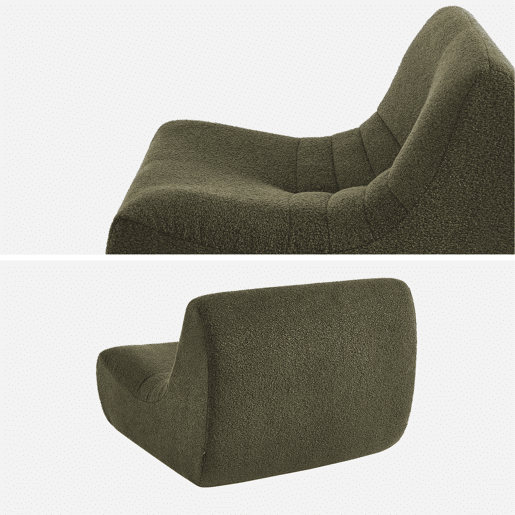 Poltrona infantil boucle texturizada 1 lugar, Sokol Kid, Verde caqui, 63x67x45 cm