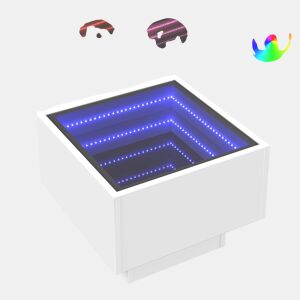 Mesa De Cabeceira - Mesinha De Cabeceira com luzes LED Infinity 40x40x30 cm branco