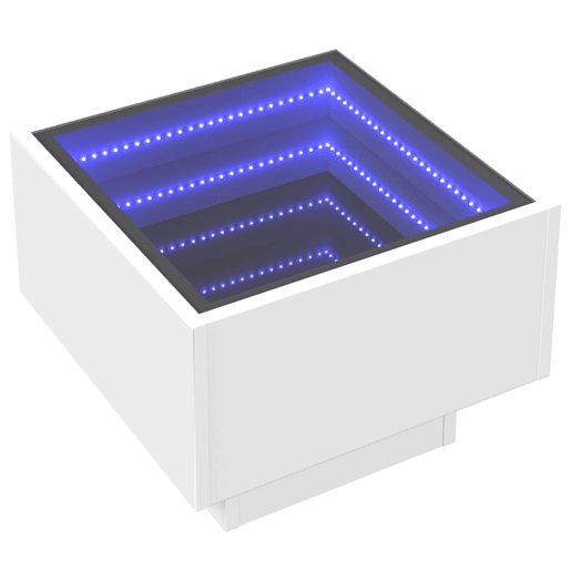 Mesa De Cabeceira - Mesinha De Cabeceira com luzes LED Infinity 40x40x30 cm branco