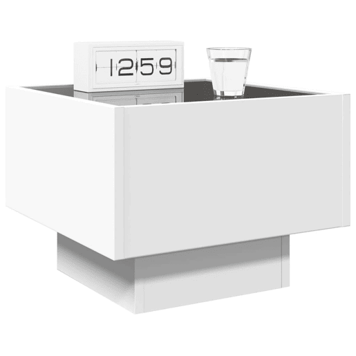 Mesa De Cabeceira - Mesinha De Cabeceira com luzes LED Infinity 40x40x30 cm branco