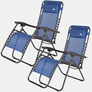 Pack de 2 cadeiras de jardim dobráveis gravidade zero azul 2 posições Aktive