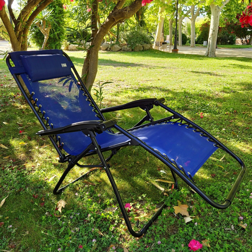 Pack de 2 cadeiras de jardim dobráveis gravidade zero azul 2 posições Aktive