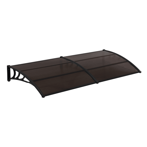 Toldo à prova de intempéries Toldo de porta ABS Policarbonato Alumínio 240 x 100 cm Preto Marrom 03_0004672 Toldo à prova de intempéries Toldo de porta ABS Policarbonato Alumínio 240 x 100 cm Preto Marrom 03_0004672