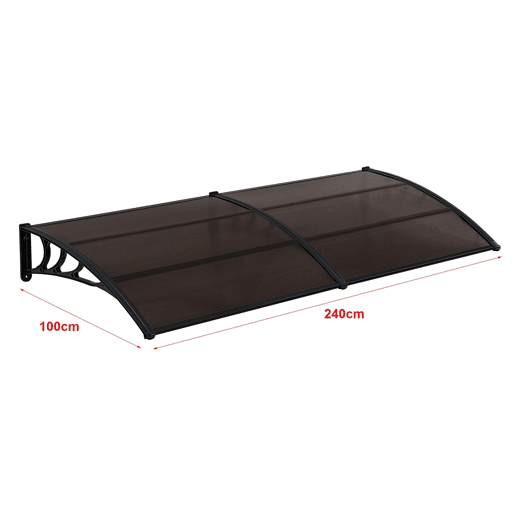 Toldo à prova de intempéries Toldo de porta ABS Policarbonato Alumínio 240 x 100 cm Preto Marrom 03_0004672 Toldo à prova de intempéries Toldo de porta ABS Policarbonato Alumínio 240 x 100 cm Preto Marrom 03_0004672