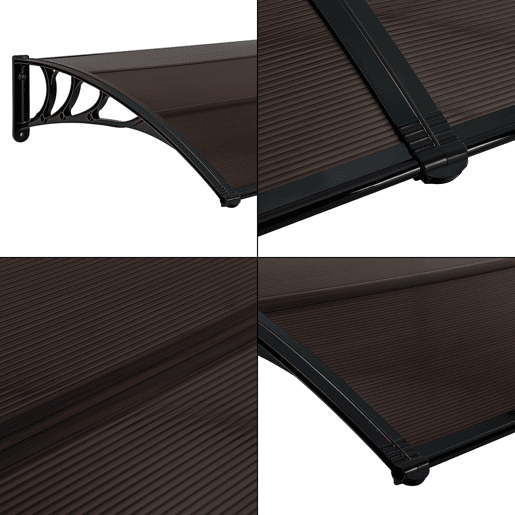Toldo à prova de intempéries Toldo de porta ABS Policarbonato Alumínio 240 x 100 cm Preto Marrom 03_0004672 Toldo à prova de intempéries Toldo de porta ABS Policarbonato Alumínio 240 x 100 cm Preto Marrom 03_0004672
