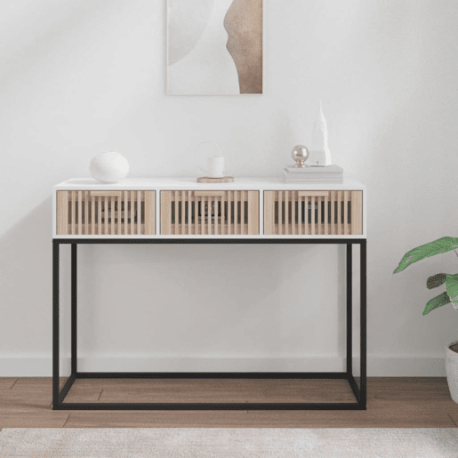 Mesa Consola - Mesa De Entrada 105x30x75 cm derivados de madeira e ferro branco