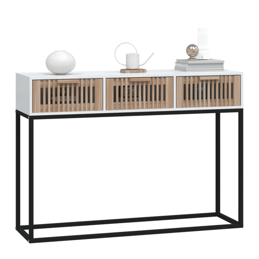 Mesa Consola - Mesa De Entrada 105x30x75 cm derivados de madeira e ferro branco