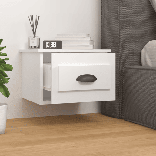 Mesa De Cabeceira De Parede Mesinha De Cabeceira - 41,5x36x28 cm branco brilhante