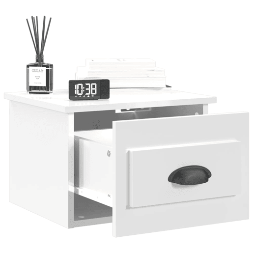 Mesa De Cabeceira De Parede Mesinha De Cabeceira - 41,5x36x28 cm branco brilhante