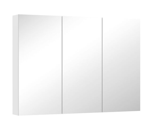 Homcom armario de baño con espejo armario de pared mueble de baño colgar con 3 puertas estantes ajustables 91,5x11,5x65 cm blanco