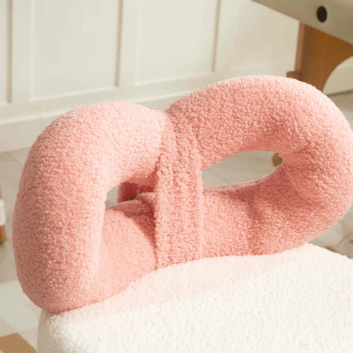 HOMCOM Banco Giratório com Encosto, Banco com Rodas, Altura Regulável 63-77 cm, Estofado em Tecido Peluche para Escritório, Penteadeira, Salões, Oficinas, Spa, Massagem, Branco e Rosa