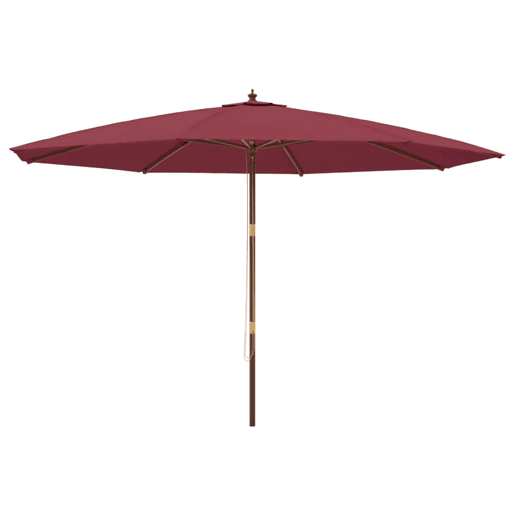 Guarda-sol de jardim com mastro de madeira 400 x 273 cm vermelho bordô 02_0008351