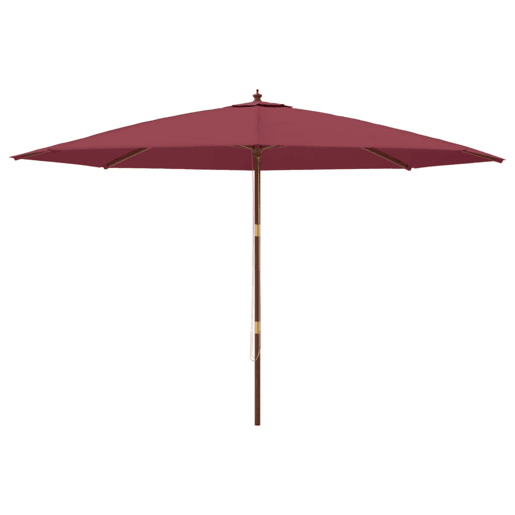 Guarda-sol de jardim com mastro de madeira 400 x 273 cm vermelho bordô 02_0008351