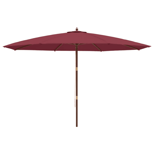 Guarda-sol de jardim com mastro de madeira 400 x 273 cm vermelho bordô 02_0008351