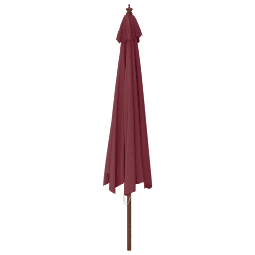 Guarda-sol de jardim com mastro de madeira 400 x 273 cm vermelho bordô 02_0008351