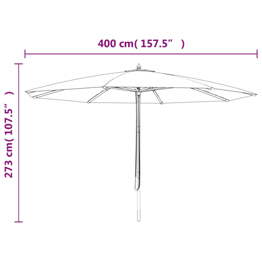 Guarda-sol de jardim com mastro de madeira 400 x 273 cm vermelho bordô 02_0008351
