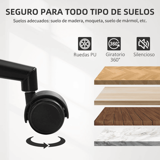 HOMCOM Cadeira de Escritório sem Braços Cadeira de Secretária Vintage Giratória Estofada em PU Madeira Curvada Altura Ajustável Encosto Curvo Função de Baloiço 52x54x74-84 cm Preto e Madeira