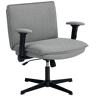 HOMCOM Cadeira de Escritório Cadeira de Secretária com Apoios de Braço Rebatíveis Assento Largo sem Rodas Altura Ajustável Giratória Função Basculante e Estofada em Linho 76x70x85-97 cm Cinzento