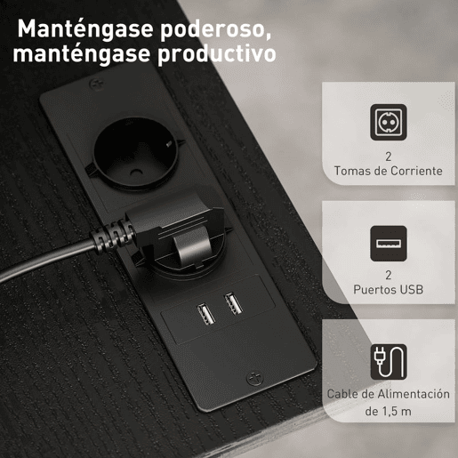 HOMCOM Secretária Elevatória com Rodas Tomadas Portas USB e Altura Ajustável 80x60 cm Secretária de Pé com Painel Central Inclinado e Prateleira Inferior de Arrumação, para Escritório Casa 80x60x59,5-95 cm Preto