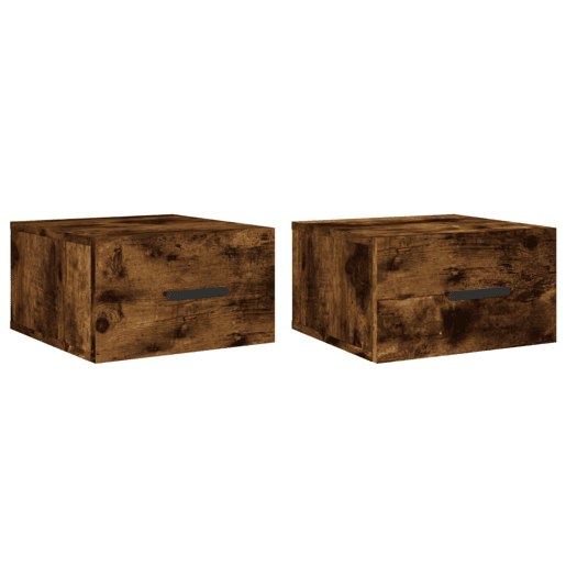 Lote de 2 Mesas De Cabeceira de parede - Mesinhas De Cabeceira 35x35x20 cm carvalho fumado
