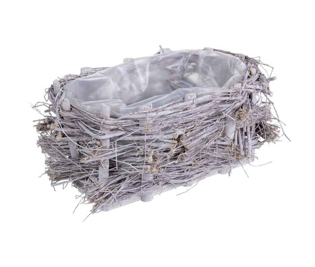 Cesto de mimbre rectangular gris 25x16x12h cm