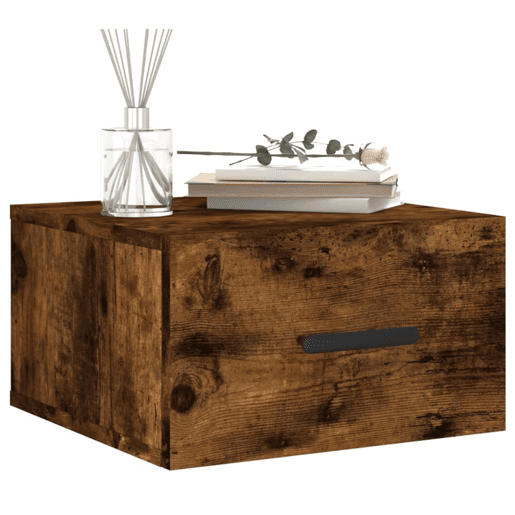 Mesa De Cabeceira De Parede Mesinha De Cabeceira - 35x35x20 cm cor carvalho fumado