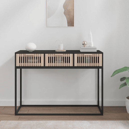 Mesa Consola - Mesa De Entrada 105x30x75 cm derivados de madeira e ferro preto
