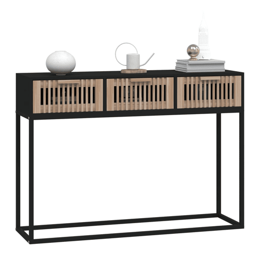 Mesa Consola - Mesa De Entrada 105x30x75 cm derivados de madeira e ferro preto